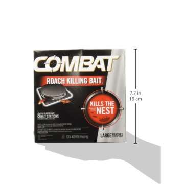 Combat Roach Killing Bait, Roach Bait Station For Large Roaches, Kills The Nest, Child-Resistant, 8 Count,Insects