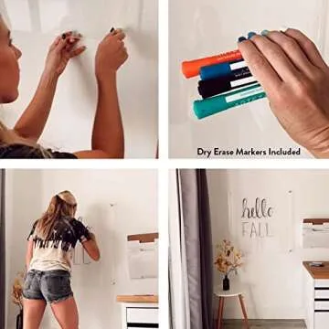 Ships Next Day, Made in USA - Acrylic Dry Erase Board | Non-Magnetic Dry Erase Board | Hanging Frame...