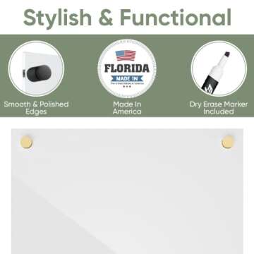 Ships Next Day, Made in USA - Acrylic Dry Erase Board | Non-Magnetic Dry Erase Board | Hanging Frameless White Board | Acrylic for Office, School and Home Walls | for Kids & Adults (White - 18x24)