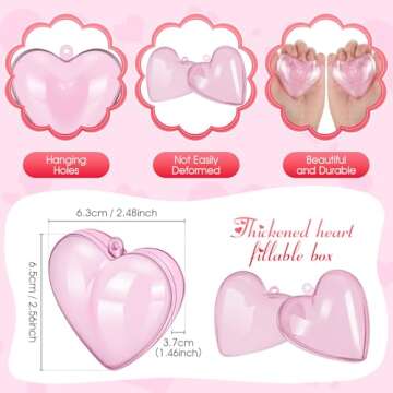 Blulu 30 Pieces Valentine Hearts Filled Candy Box Case Plastic Container Heart Candy Holder Party Fa...