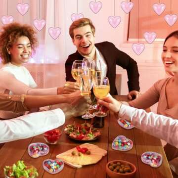 Blulu 30 Pieces Valentine Hearts Filled Candy Box Case Plastic Container Heart Candy Holder Party Favors Birthday for Valentine's Day Exchange Presents Party Supplies Prizes Carnival(Pink)