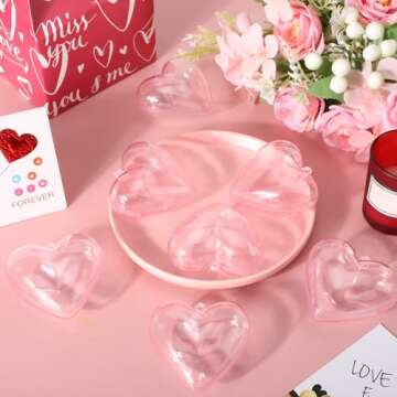 Blulu 30 Pieces Valentine Hearts Filled Candy Box Case Plastic Container Heart Candy Holder Party Favors Birthday for Valentine's Day Exchange Presents Party Supplies Prizes Carnival(Pink)