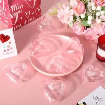 Blulu 30 Pieces Valentine Hearts Filled Candy Box Case Plastic Container Heart Candy Holder Party Favors Birthday for Valentine's Day Exchange Presents Party Supplies Prizes Carnival(Pink)