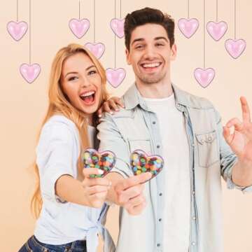 Blulu 30 Pieces Valentine Hearts Filled Candy Box Case Plastic Container Heart Candy Holder Party Favors Birthday for Valentine's Day Exchange Presents Party Supplies Prizes Carnival(Pink)