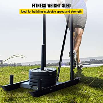 VEVOR Fitness Sled, 500 Lbs Capacity Weight Training Sled, Premium Iron with Black Powder Coat Speed...