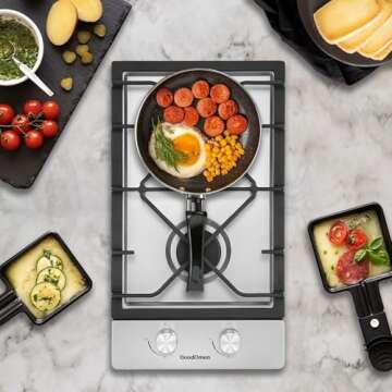 2 Burner Propane Gas Cooktop with 1.5 Volt Battery, 12 Inch LPG/NG Convertible Portable Gas Stove To...