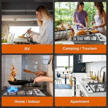 2 Burner Propane Gas Cooktop with 1.5 Volt Battery, 12 Inch LPG/NG Convertible Portable Gas Stove Top, Stainless Steel Gas Hob for RVs, Apartment, Outdoor, Easy to Clean