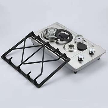 2 Burner Propane Gas Cooktop with 1.5 Volt Battery, 12 Inch LPG/NG Convertible Portable Gas Stove Top, Stainless Steel Gas Hob for RVs, Apartment, Outdoor, Easy to Clean