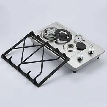 2 Burner Propane Gas Cooktop with 1.5 Volt Battery, 12 Inch LPG/NG Convertible Portable Gas Stove Top, Stainless Steel Gas Hob for RVs, Apartment, Outdoor, Easy to Clean