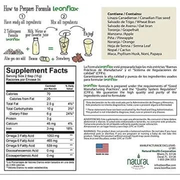 Leonflax, 100% Authentic Canadian Flax Seed, All-natural, High Fiber Content, Dietary Supplement to Improve your Digestive Health, 18 Oz, Bag