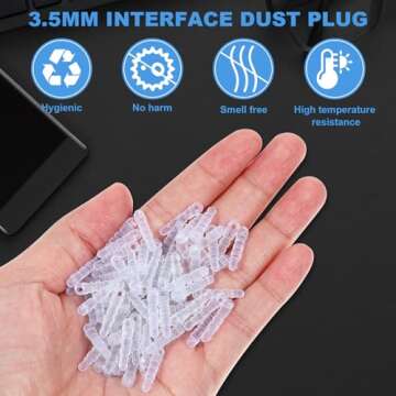 Plugs - 100 Pcs Cell Phone Dust Plug Charm with Headphone Covers Dust Protector Cap Compatible for 3.5mm Earphone (Transparent)