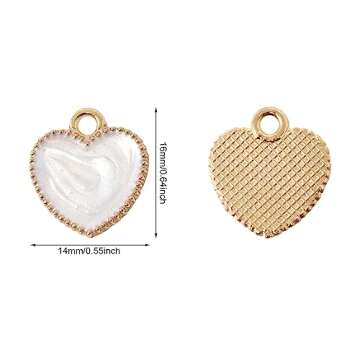 Honbay 40PCS Enamel Alloy Charms Pendant Dainty Cute Love Heart Shaped Pendants Valentine's Day Pend...