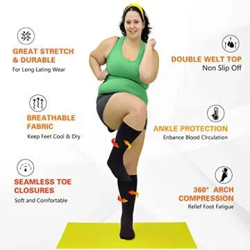 NOVAYARD Plus Size Compression Socks for Women and Men 20-30 mmhg Extra Wide Calf Compression Socks for Circulation Support 3 Pairs