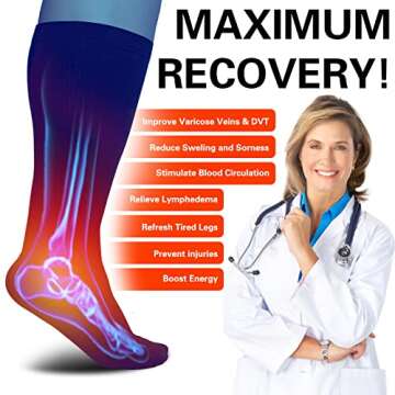 NOVAYARD Plus Size Compression Socks for Women and Men 20-30 mmhg Extra Wide Calf Compression Socks for Circulation Support 3 Pairs