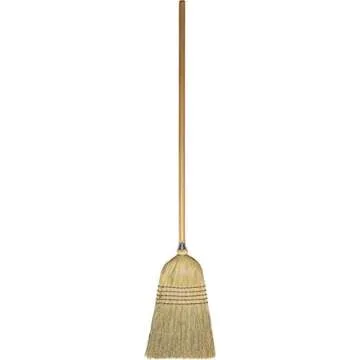 Weiler 95033 Heavy-Duty Corn Broom with Wooden Handle, 5 Sews, 100% Natural Corn Fill for Indoor or Outdoor Sweeping