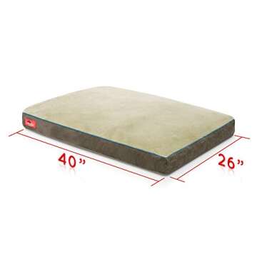 BRINDLE Khaki Shredded Memory Foam Pet Bed - Pet Essentials - Orthopedic Design - Pet Crate Compatible - Machine Washable Cover - Indoor Pet Bed for Dogs, Puppies, Cats, and Rabbits - Size Large