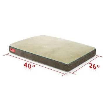 BRINDLE Khaki Shredded Memory Foam Pet Bed - Pet Essentials - Orthopedic Design - Pet Crate Compatible - Machine Washable Cover - Indoor Pet Bed for Dogs, Puppies, Cats, and Rabbits - Size Large