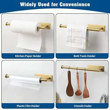 theaoo 2 Packs Paper Towel Holder - Under Cabinet Paper Towel Holder for Kitchen, Adhesive Paper Towel Roll Rack for Bathroom Towel, Wall Mounted Matte Black Paper Towel Rack, SUS304 Stainless Steel