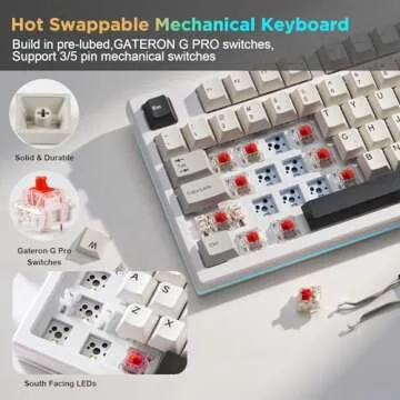 YUNZII YZ75 75% Hot Swappable Wireless Gaming Mechanical Keyboard, RGB Backlights, BT5.0/2.4G/USB-C, Dye Sub PBT Keycaps for Linux/Win/Mac(Gateron G Pro Yellow, White)