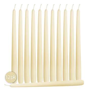 Hyoola 12 Pack Tall Taper Candles - 10 Inch Woolwhite Dripless, Unscented Dinner Candle - Paraffin Wax with Cotton Wicks - 8 Hour Burn Time