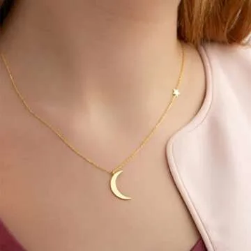 Jovono Boho Necklaces Crescent Moon Pendant Necklace Chain Star Necklace Chain Jewelry for Women(Gold)