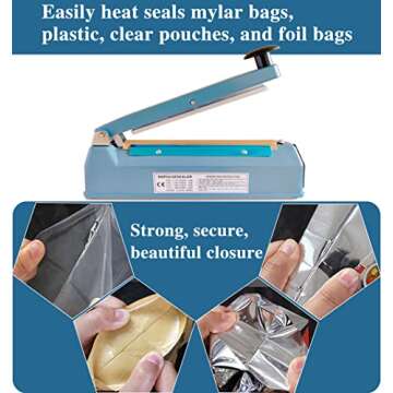 Impulse Heat Sealer Plastic Bag Sealer Heat Sealer Machine 3mm Sealing Machine for Bag Bag Sealer for Heat Sealer with Extra 8 Replacements