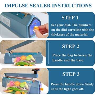 Impulse Heat Sealer Plastic Bag Sealer Heat Sealer Machine 3mm Sealing Machine for Bag Bag Sealer for Heat Sealer with Extra 8 Replacements