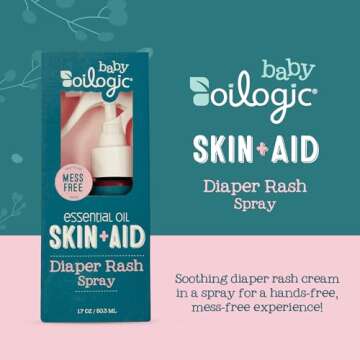 Oilogic Diaper Rash Spray for Baby, 1.7oz - Gentle Baby Skin Care Product with Essential Oils Soothe...