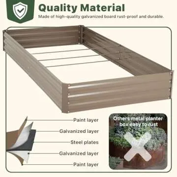 DTIG Galvanized Raised Garden Bed with Trellis 6x3x1 FT