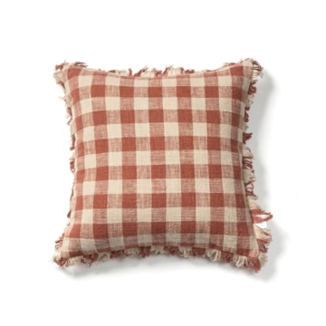 Gingham Fringe Pillow Covers - Stylish 18x18 Inch Set of 2