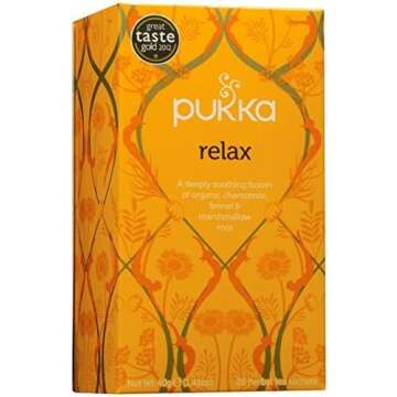 Pukka Organic Herbal Tea - Relax - Chamomile Fennel and Marshmallow Root - 0.8 oz - 20 Count