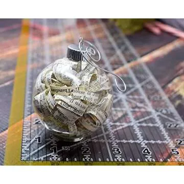 Antique Bible Christmas Ornament for Christians - 2.62 inch Glass Ornament Fully Filled with 1/4 inch Hand-curled Strips from Rescued Bible