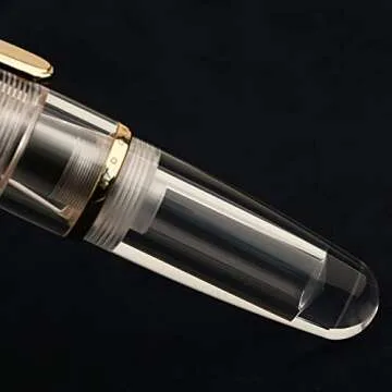 Majohn Q1 Fountain Pen Bent Nib Fude Pen, Little Fat Man Transparent Eyedropper Filling Pocket Pen Large Capacity