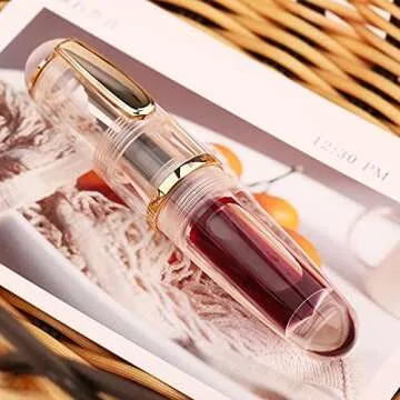 Majohn Q1 Fountain Pen Bent Nib Fude Pen, Little Fat Man Transparent Eyedropper Filling Pocket Pen Large Capacity