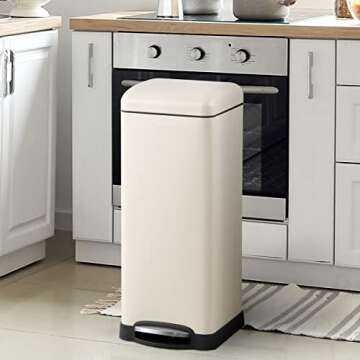happimess HPM1007F Betty Retro 8-Gallon Step-Open Trash Can with Soft-Close Lid, Fingerprint Resista...
