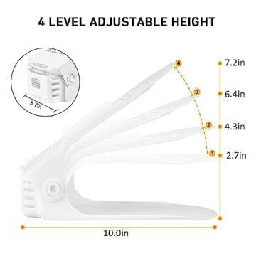 Shoe Slots Organizer 20 Pack - Shoe Stackers for a Pair Of Shoes, Shoe Storage Shoe Space Savers 50%, 4 Levels Adjustable Shoe Rack, Shoe Riser for Closet, Shoe Slot Organizer for Closet, White