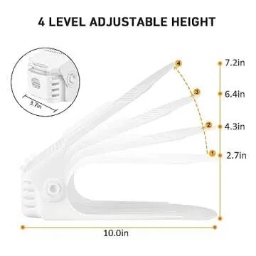 Shoe Slots Organizer 20 Pack - Shoe Stackers for a Pair Of Shoes, Shoe Storage Shoe Space Savers 50%, 4 Levels Adjustable Shoe Rack, Shoe Riser for Closet, Shoe Slot Organizer for Closet, White