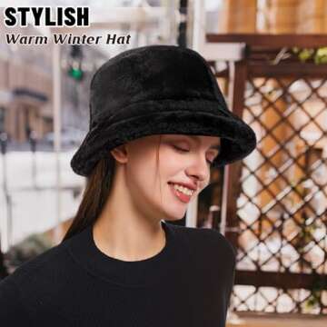 HONGTEYA Winter Bucket Hat Unisex Fluffy Faux Fur
