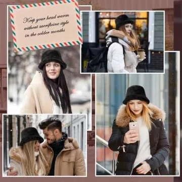 HONGTEYA Winter Bucket Hat Unisex Fluffy Faux Fur