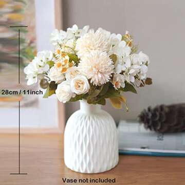 Peauley Artificial Flowers Waterproof Fake Roses Silk Hydrangea Bouquet Decor Plastic Realistic Flow...