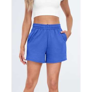 AUTOMET Womens Sweat Shorts Casual Summer Drawstring Comfy Elastic High Waist Running Clothes with P...