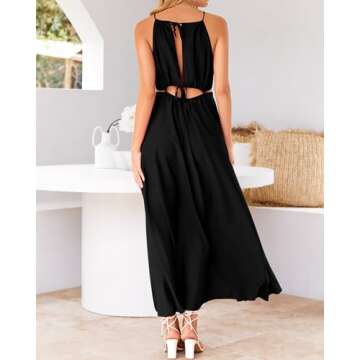 BTFBM Women Halter Summer Dresses 2025 Sleeveless Cutout Backless Slit Boho Party Cocktail Casual Maxi Beach Sun Dress