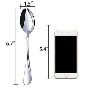 HANSGO Teaspoons Stainless Steel, 6 Piece Dinner Spoons Set 6.7 inches Dessert Spoons Use for Home, ...