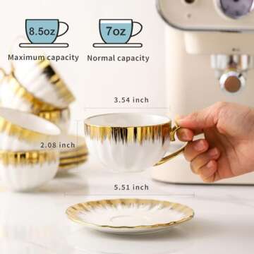 LETAOTAO Elegant Cappuccino Cups Set for Stylish Tea Time