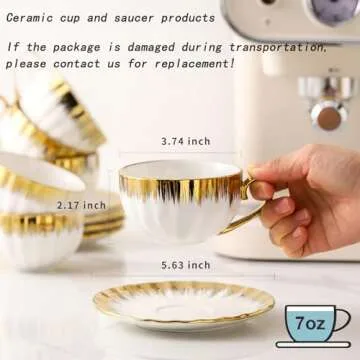 LETAOTAO Elegant Cappuccino Cups Set for Stylish Tea Time