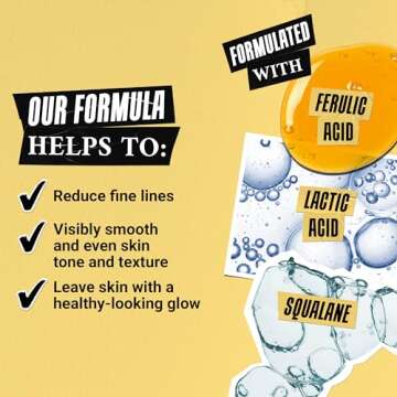 Kiehl's Ferulic Brew Antioxidant Facial Treatment with Lactic Acid, Face Toner for Dull Skin, Boosts Glow, Smooths Skin Texture, Reduces Fine Lines, with Squalane & AHAs - 6.8 fl oz