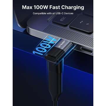 JSAUX 90 Degree USB-C Male to USB-C Female Adapter, 100W Right Angle 2-Pack 40Gbps Data Transfer USB Type C PD Extender Compatible with ROG Ally, Steam Deck, Switch, iPhone 16 / iPhone 15 and More