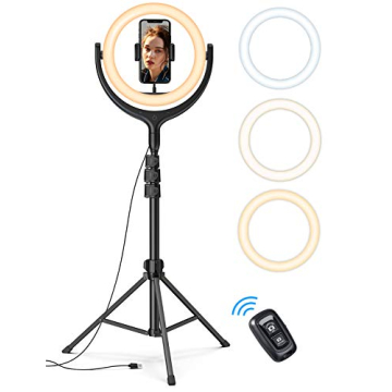10'' Selfie Ring Light 67'' Tripod Stand - Lamicall LED Circle Halo Light with Cell Phone Holder for...
