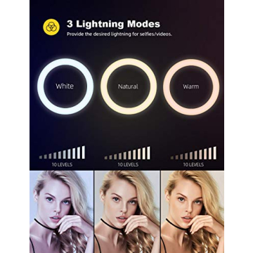 10'' Selfie Ring Light Tripod Stand for Makeup & Streaming