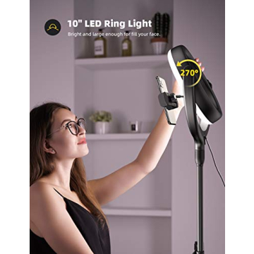 10'' Selfie Ring Light Tripod Stand for Makeup & Streaming